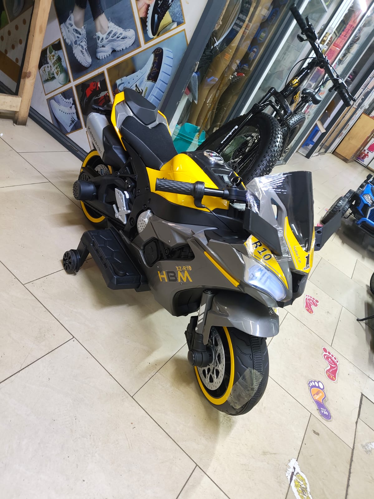 Kids Electric Motorbike Yellow HBM