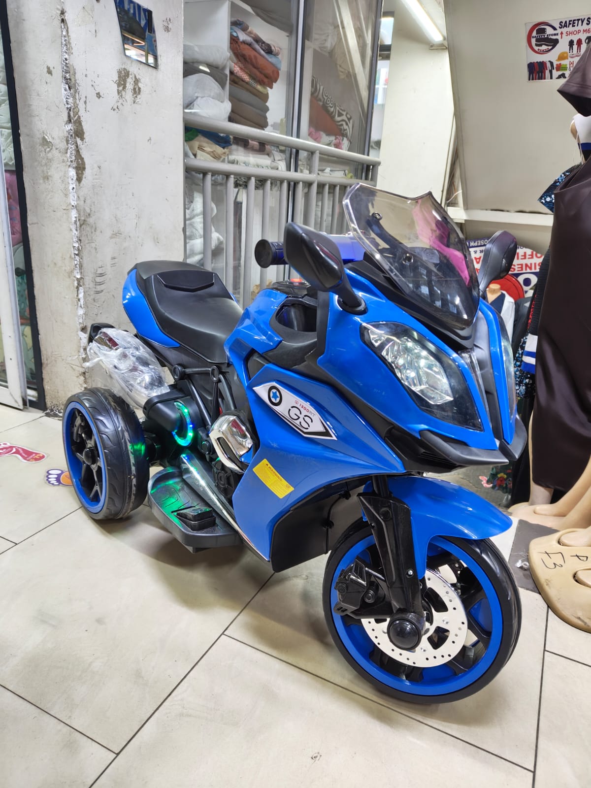 Kids Electric Motorbike Blue 3 Wheels
